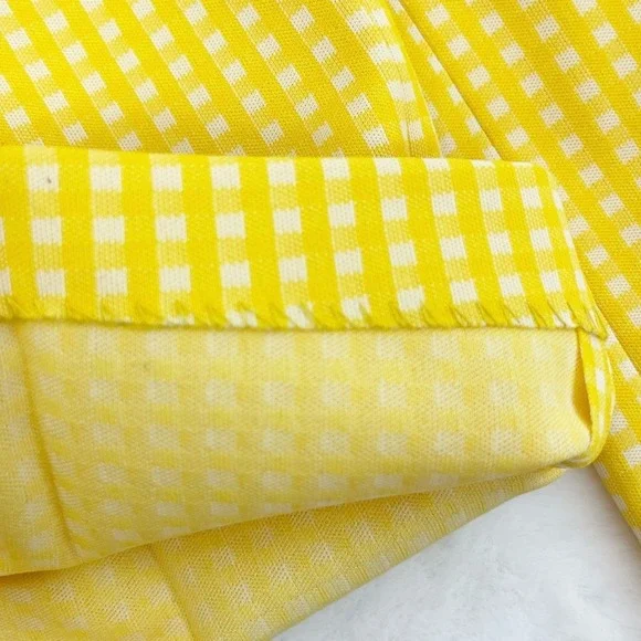 Vintage Women's M Pants Trousers Yellow Gingham 70s Mod Revival Retro Chic MCM - Picture 8 of 12